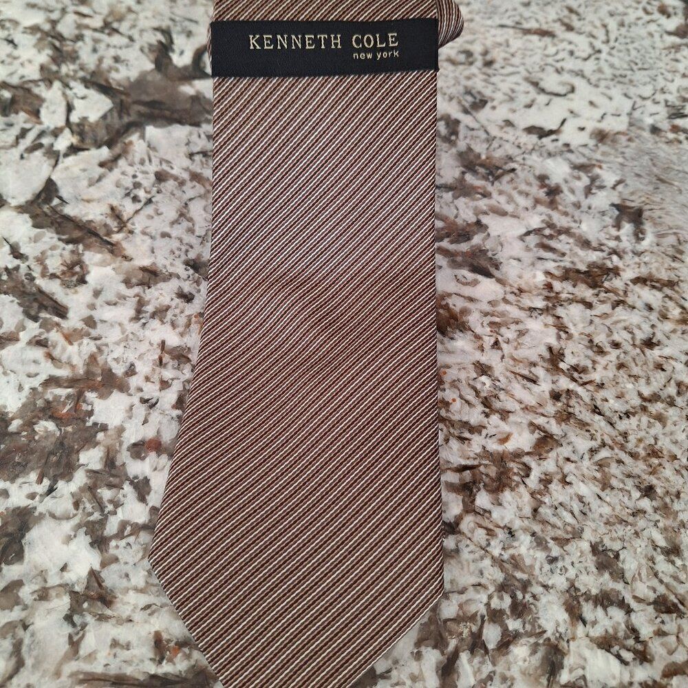 Kenneth Cole Men's Silk Necktie Tie Striped Classic